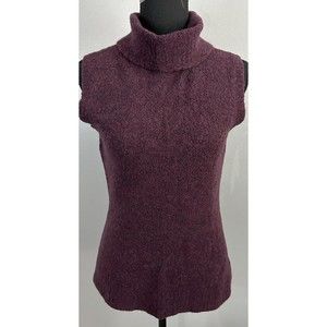 Field Manor Womens XL Vintage Purple Sweater Vest Sleeveless Knit Turtleneck